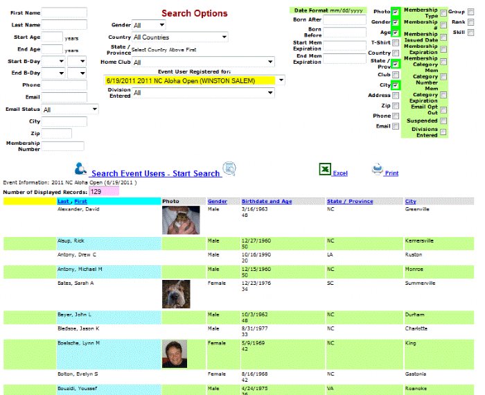 R2 Sports athlete directory interface showing the search engine used to find tournament players, verify rankings, and locate partner contact details.